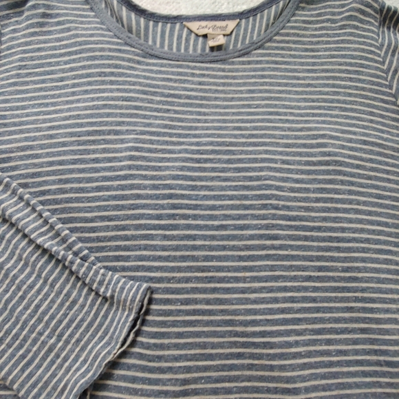 GUC Plus Size Lucky Brand Woven Back Chambray Blue & White Striped Top – Size 2X - Picture 5 of 11